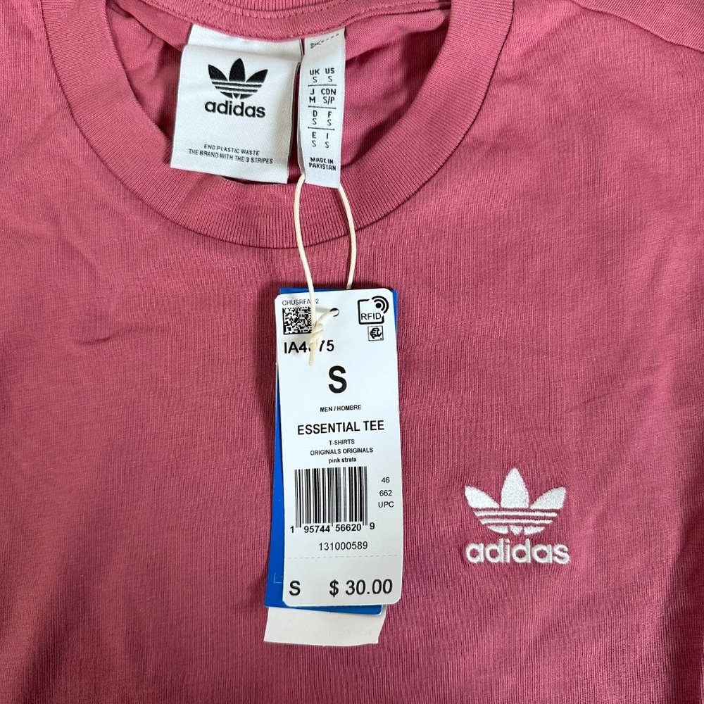 Men's Adidas Pink Trefoil Essentials Tee S - Picture 3 of 5